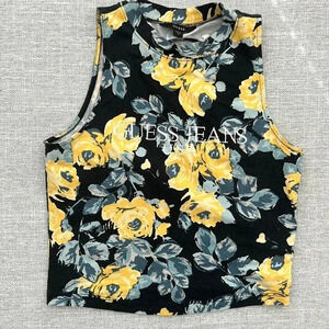 Guess Jeans Floral Crop Top with  Cut Out